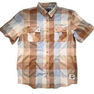 Red‎ Ape Block 4XL Plaid SS Button Up Shirt Tan Blue Big & Tall Streetwear